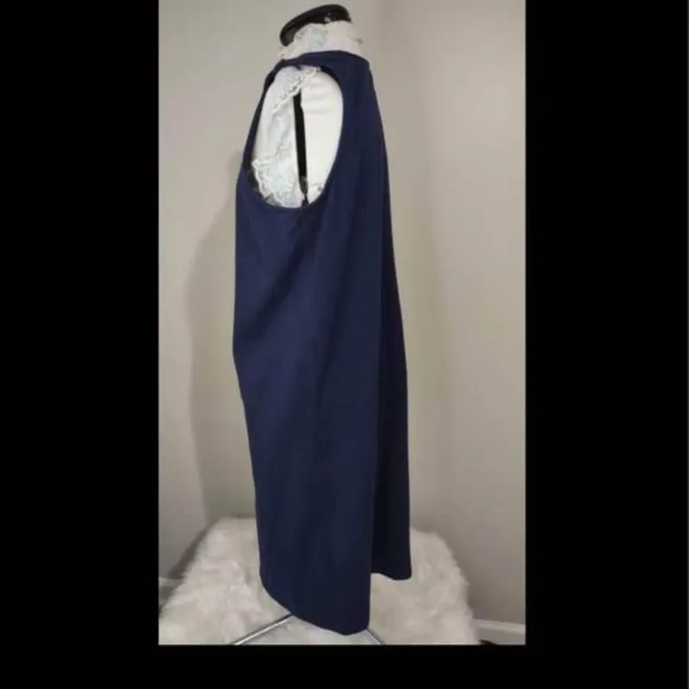 Large petite Talbots Navy Blue Shift Dress Sleeveless with Shoulder Buttons C261